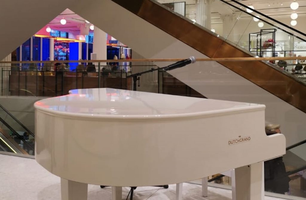 February events round up: Dutchgrand piano shell in white to hire